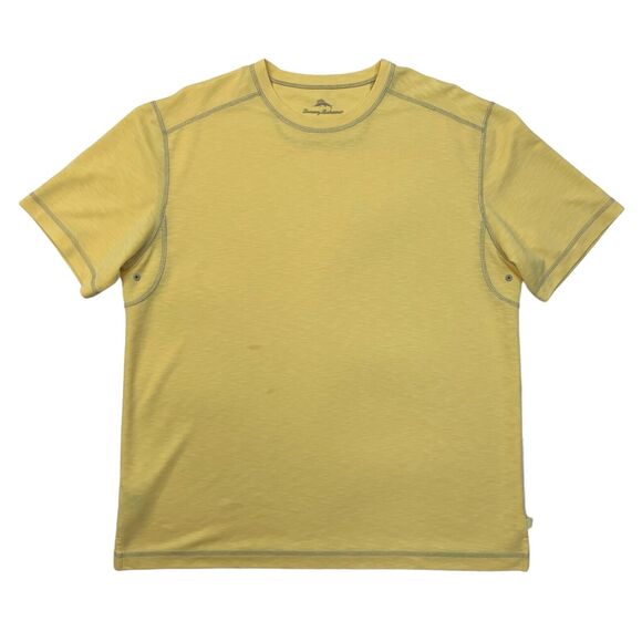 Tommy Bahama T Shirt Mens L Large Yellow Lyocell Blend Short Sleeve Crew Neck - Picture 1 of 11